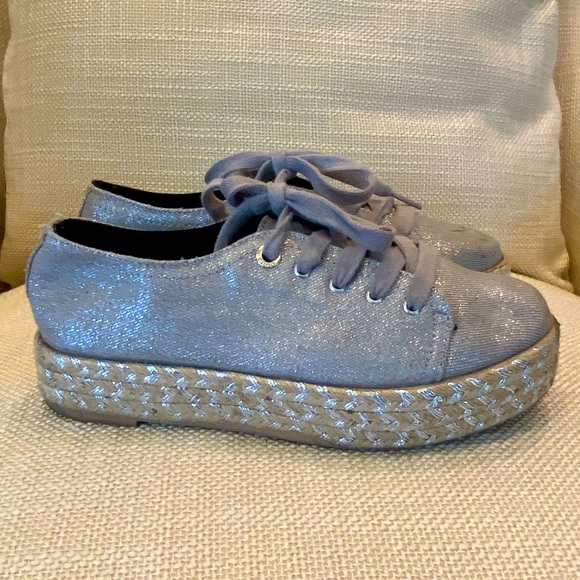 Circus by Sam Edelman Womens Silver Tie Platform w Hemp & Silver Platform / 7M - Picture 1 of 13